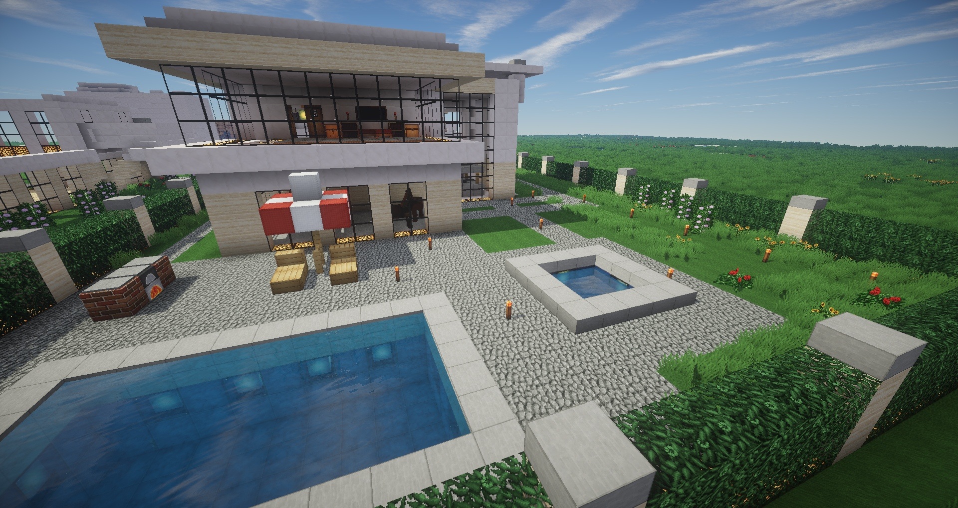 Pool at house, minecraft, visualization free image download