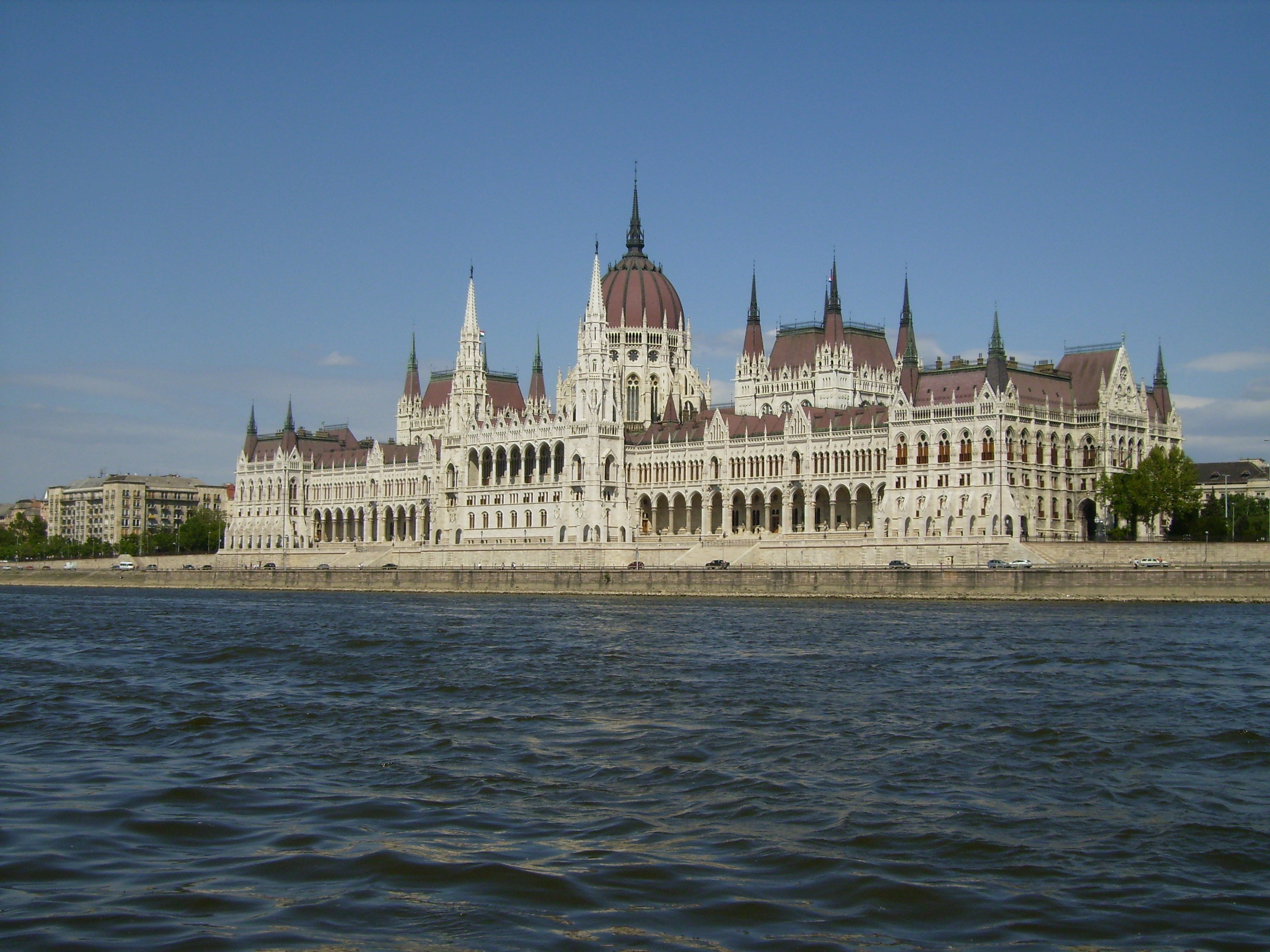 Eclectic Parliament Building On Danube River Embankment, Hungary ...