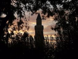 Turkish Mosque Of Yivli on the sunset