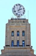 clock on top of building at sky, spain, barcelona, Plaça de Catalunya