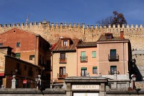 old buildings at ancient city wall, spain, segovia