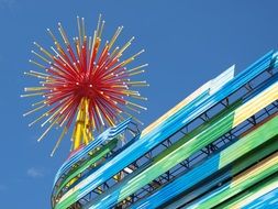 colorful detail of the exterior of the building