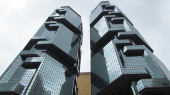 Lippo Centre towers at sky, china, hong kong