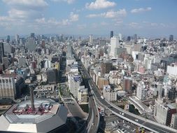 skyline of metropolis, japan, osaka