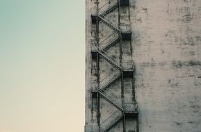 exterior staircase on the whited wall