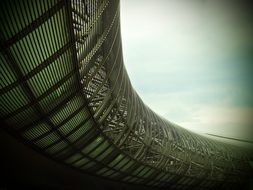 fragment of airport roof construction at sky, germany, düsseldorf