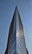 perspective of pointed modern building at sky, germany, berlin