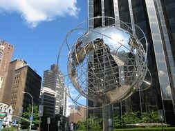 globe sculpture on Columbus Circle, usa, manhattan, new york city