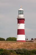 Smeaton's Tower, oldtimer red and white lighthouse, England, Plymouth