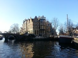 waterway in old town, netherlands, amsterdam