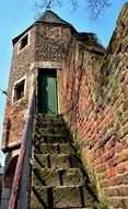 stairs to medieval Bartizan on the eastern town wall, germany, zons