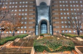stepway to courthouse at fall, usa, dallas, texas