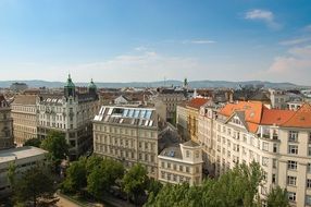 roof view of old city at summer, austria, vienna