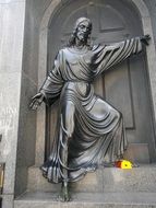 bronze christ statue, cemetery monument