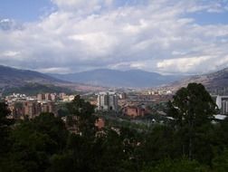 scenery view of modern city at mountains, colombia, medellÃ­n, pueblito paisa