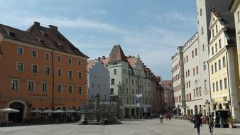 historical plaza in old town, germany, eastern bavaria, regensburg