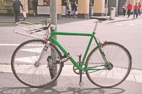 green bike in the street