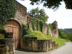 Old overgrown with grass fortress in France