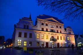 town hall on market plaza, germany, mecklenburg, güstrow