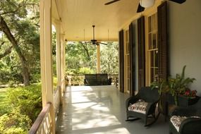 porch at front of suburban house