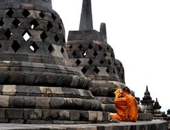 Buddhist Prayer at the Borobudur temple