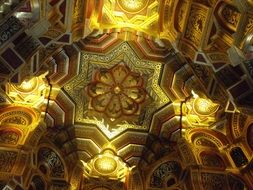 ornate ceiling of Arab Room in cardiff castle, uk, wales