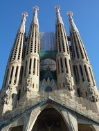 spires of sagrada familia cathedral, spain, barcelona