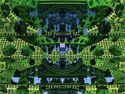 abstract city, creen and blue fractal