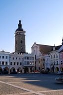 black tower in old city, czech, budejovice