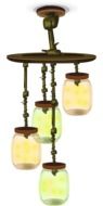 ceiling light with hanging glass jars, illustration