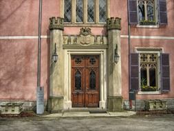 ornate doorway in old building, luxembourg