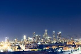 downtown skyline at night, usa, california, Los Angeles