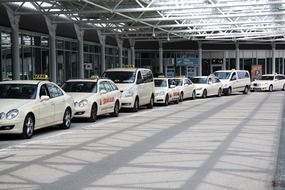 taxi cabs parked at international airport, germany, munich