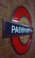 Side view of the "paddington" sign