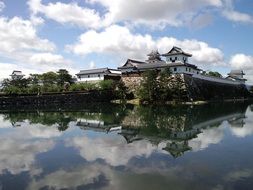 Imabari Castle mirroring on water, japan, Shikoku