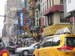 traffic on busy street, usa, new york city