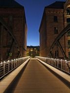 bridge at night, germany, hamburg, speicherstadt