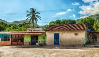 a island colorful stores at tropics, Venezuela, margarit