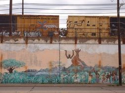 goddess holding clouds, graffiti