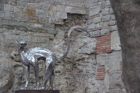 silver cat sculpture barcelona spain