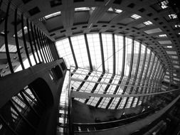 arched metal construction of city library building, canada, vancouver