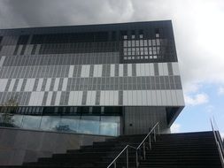 fragment of facade at clouds, germany, kleve, Rhine-Waal University of Applied Sciences