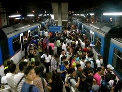 crowd of people near the train