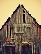 weathered boards, facade of old building