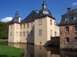 Medieval Satzvey castle at moat, Germany, North Rhine-Westphalia, Mechernich