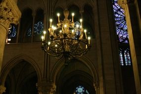 gothic ceiling light of Notre-Dame cathedral, france, paris