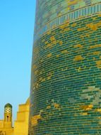 majolica wall of kalta minor minaret, uzbekistan, khiva