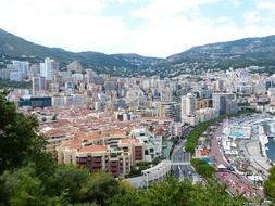 Top view of monaco in picturesque landscape