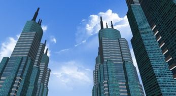 city buildings at sky, collage