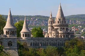 fishermen’s bastion in cityscape, hungary, budapest